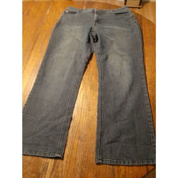 Size 12P Kim Rogers Petite Denim Blue Jeans Mid Rise with Pockets Belt Loops - Picture 1 of 5